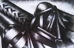 Annette Nichols, Mechanism, ink on paper, 5.5 x 7.5 inches, Private Collection