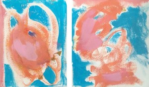 Annette Nichols, Untitled (diptych), 2022, acrylic on paper, 5.5 x 9 inches